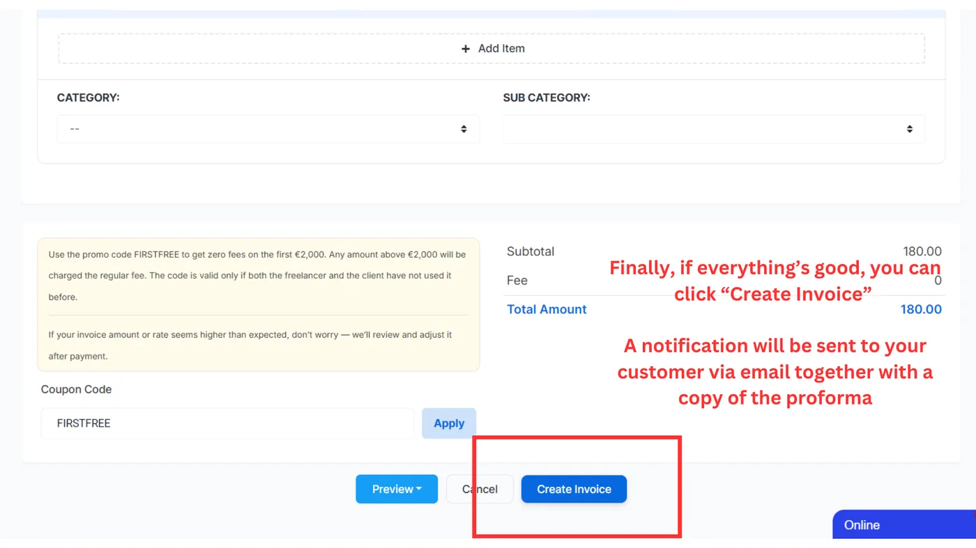 Create the invoice