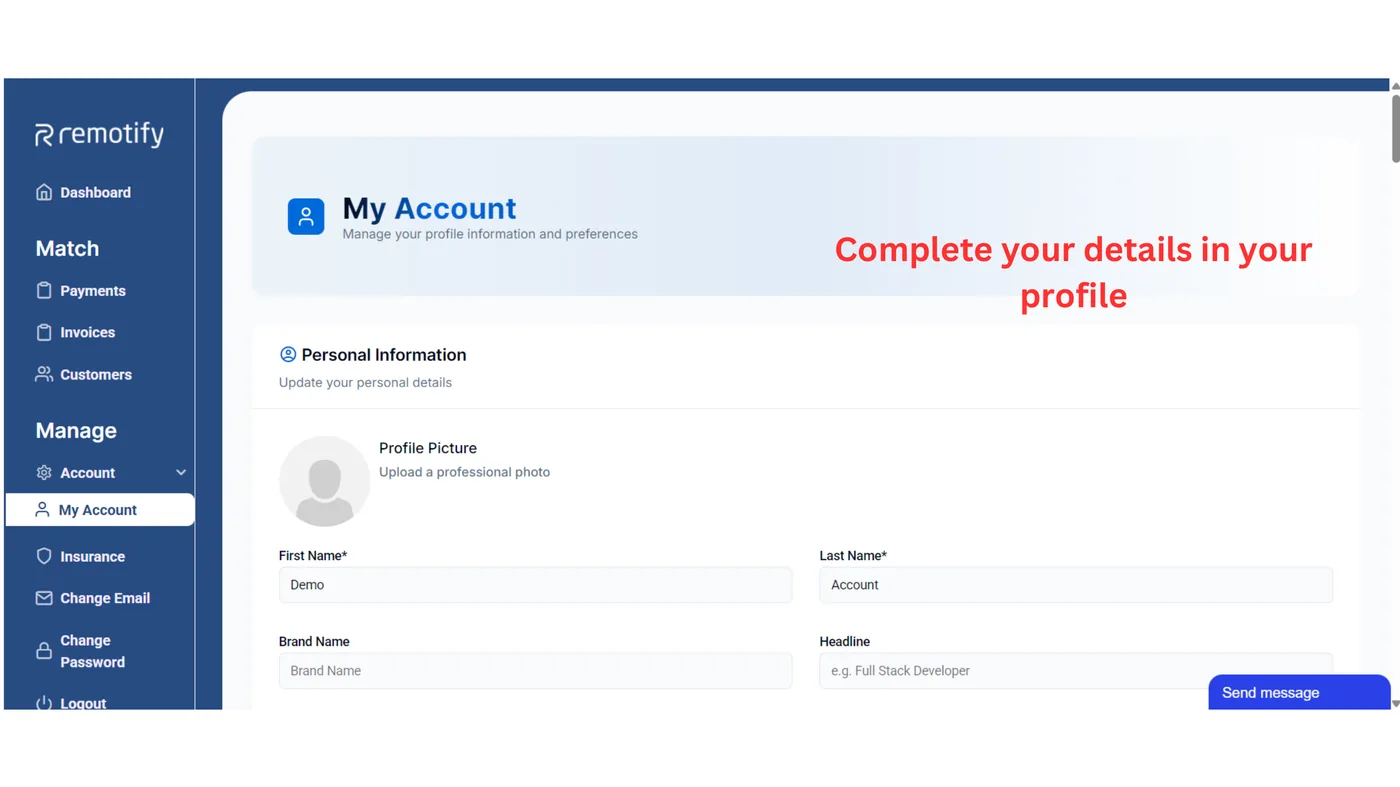 Complete your profile