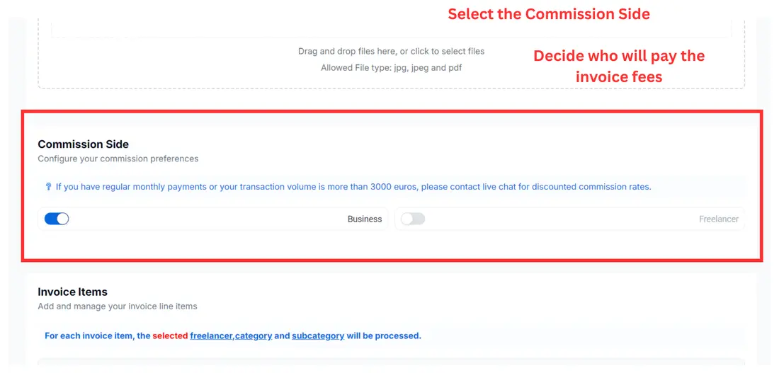 Select the Commission Side