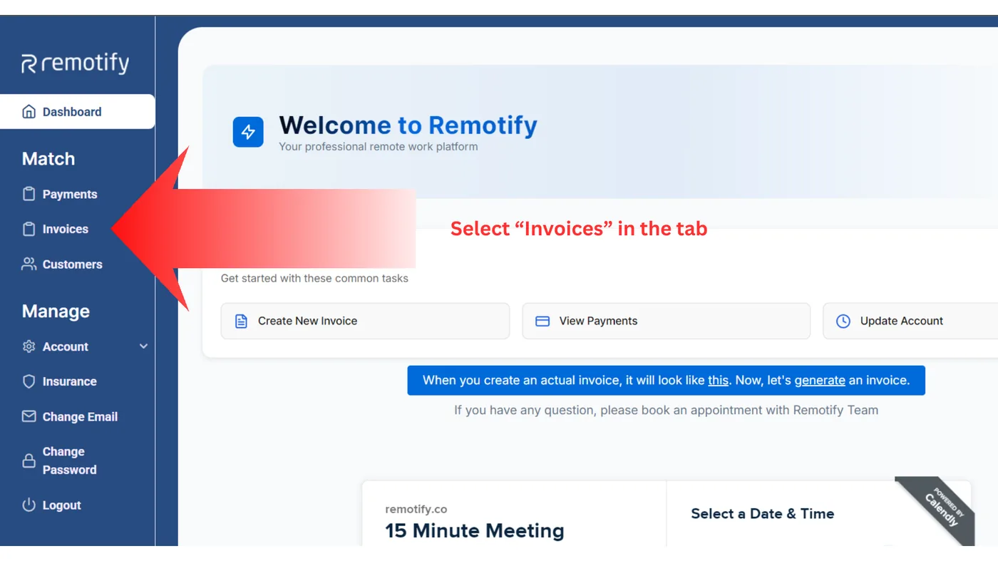 Select Invoices in the tab