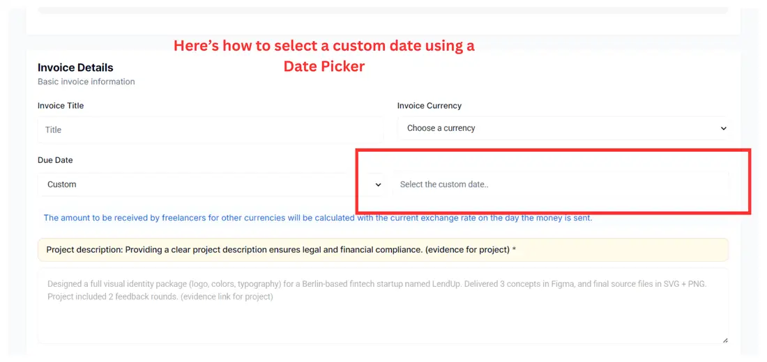 Pick a custom date if needed