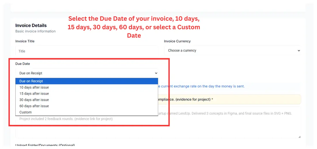 Select the Due Date