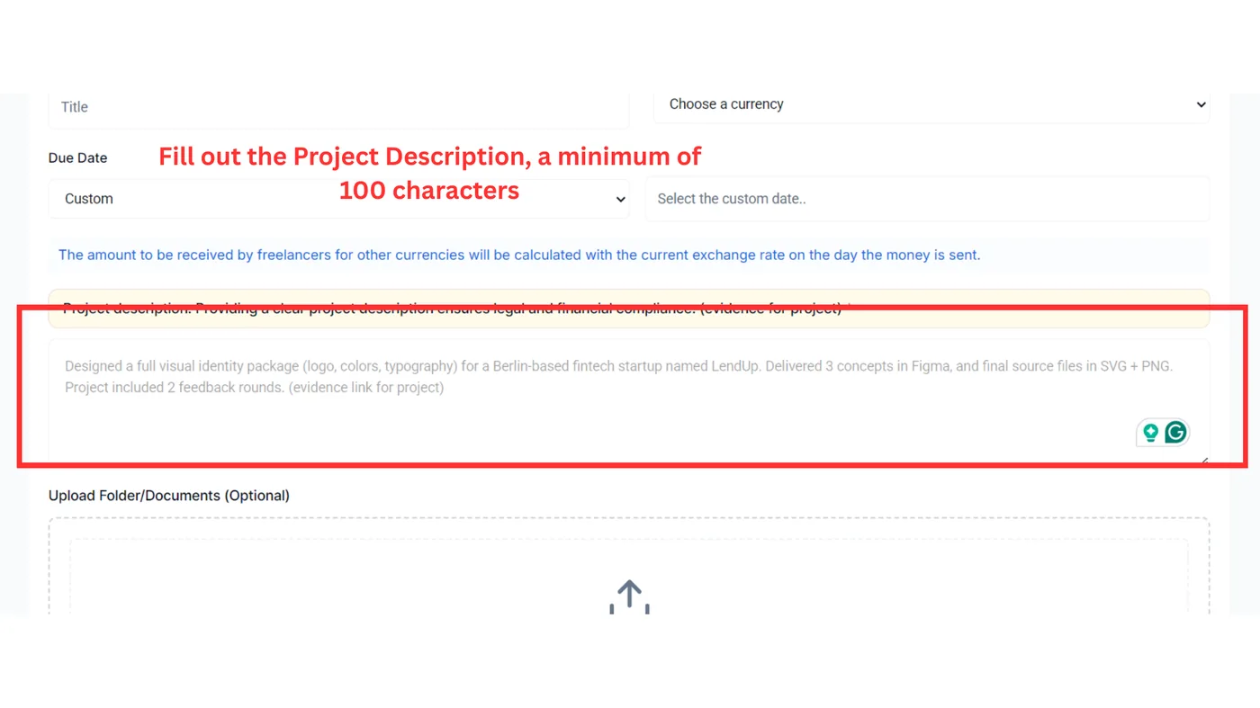 Fill out the Project Description