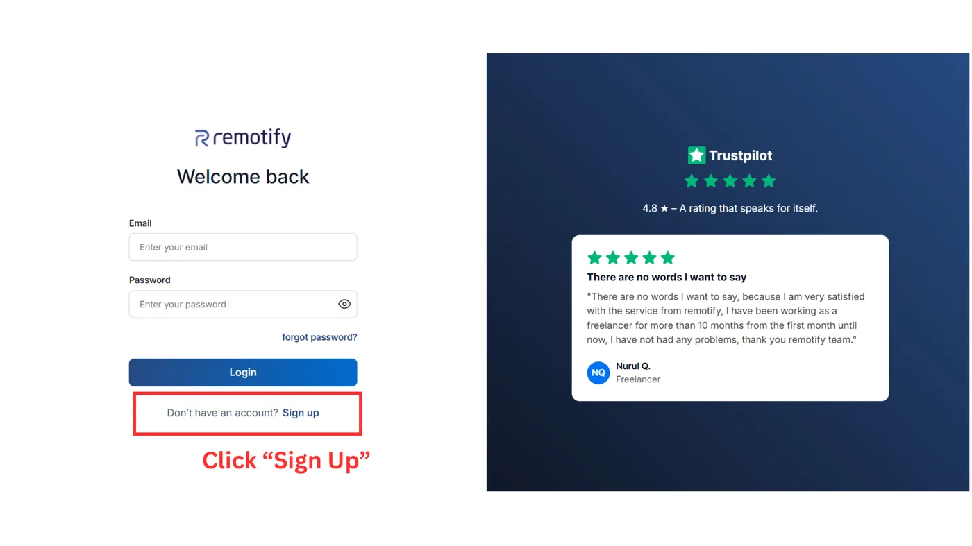Click Sign Up
