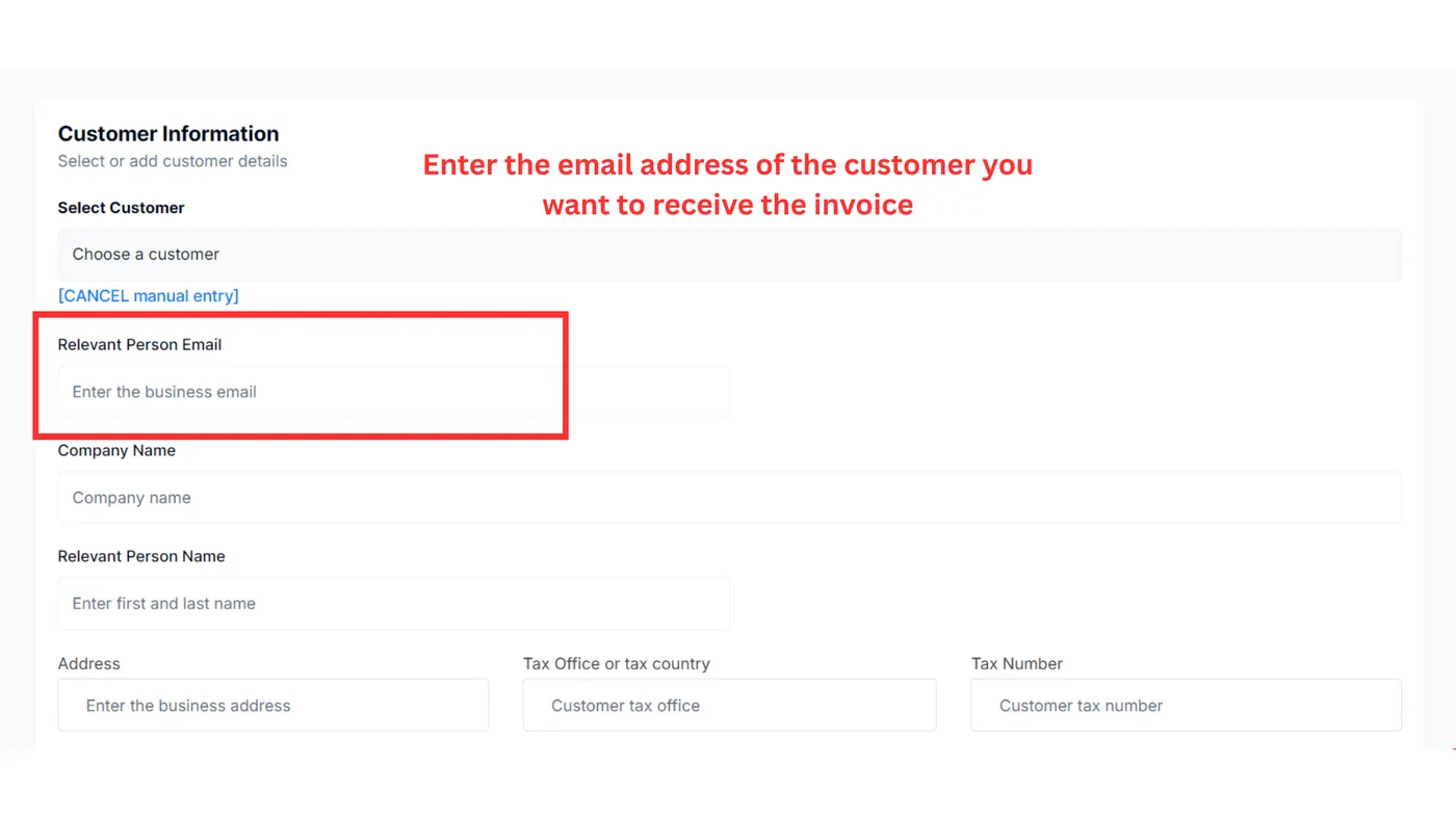 Enter the customer's email address