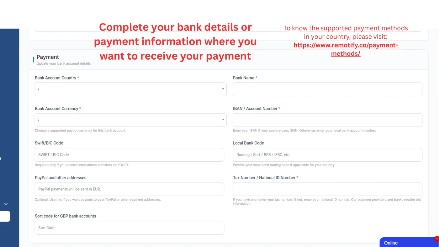 Set up your payment details