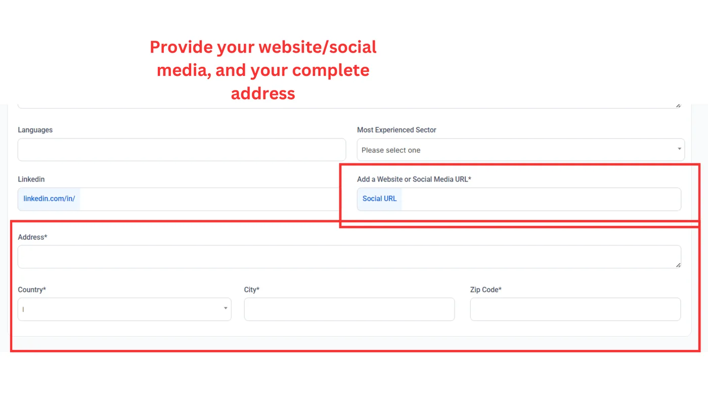Add your online presence and address