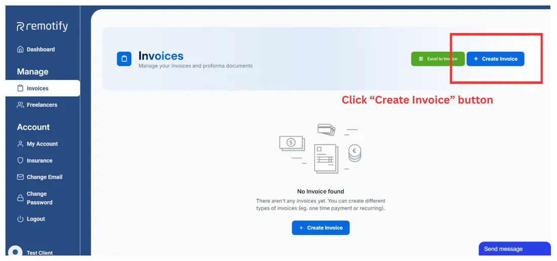 Click Create Invoice