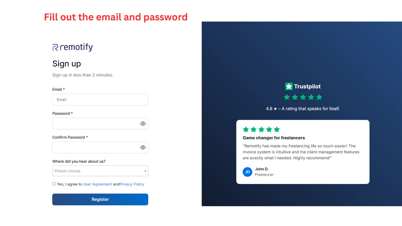 Enter your email and password