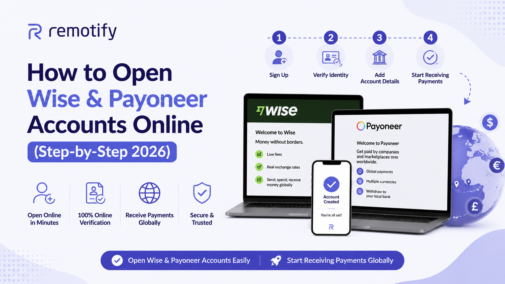 How to open Wise and Payoneer account