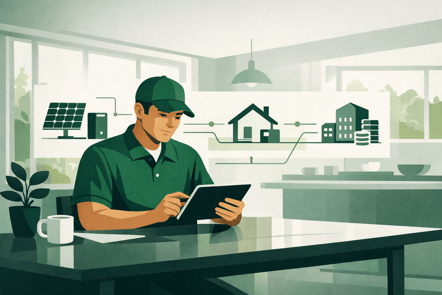 Embedded green finance solar installer processing government loan at point of sale