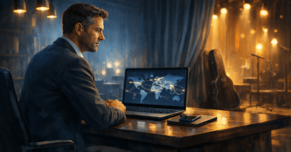 Cross-border payments touring musician on stage