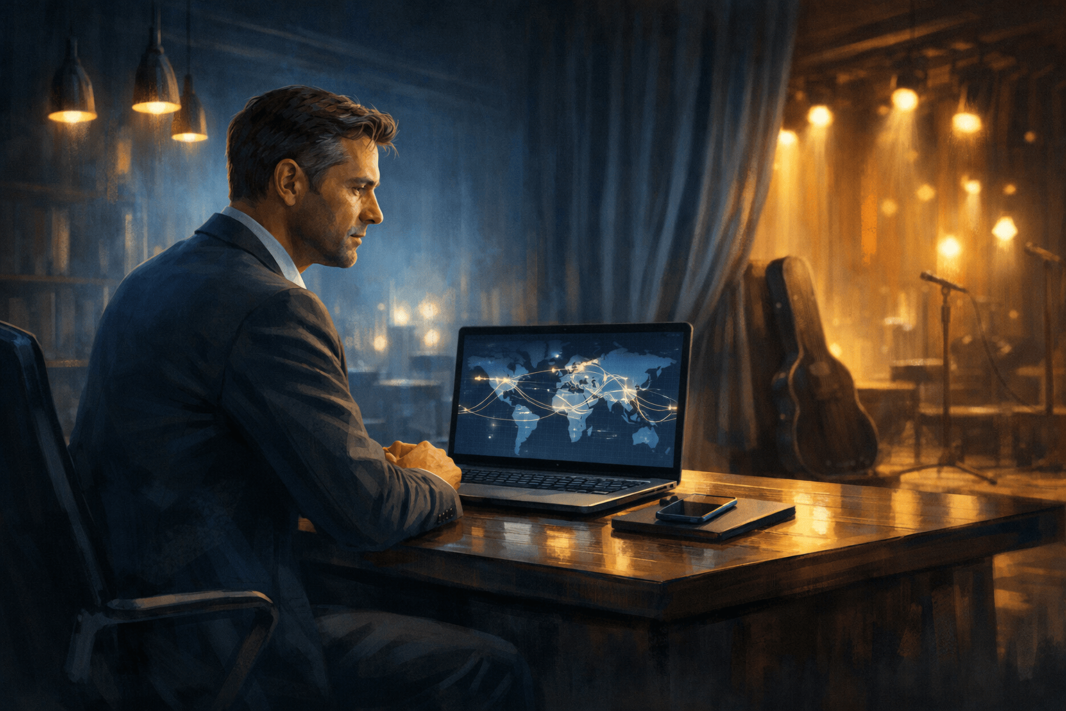 Cross-border payments touring musician on stage