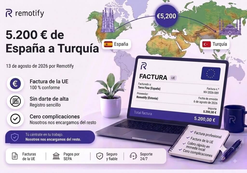 Diseñadora freelance facturando a un cliente europeo sin tener empresa