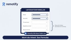 Rechnung ohne Gewerbeanmeldung: Lieferantenformular mit leeren Pflichtfeldern