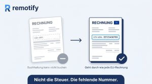 Rechnung ohne Umsatzsteuer-Identifikationsnummer: Vergleich zweier Rechnungen an einen EU-Kunden